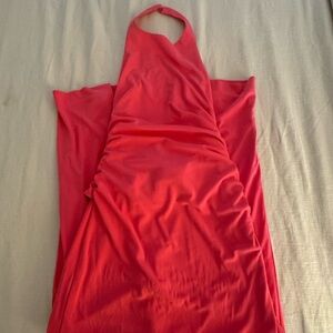 Zara Backless Halter Maxi Dress in Hot Pink